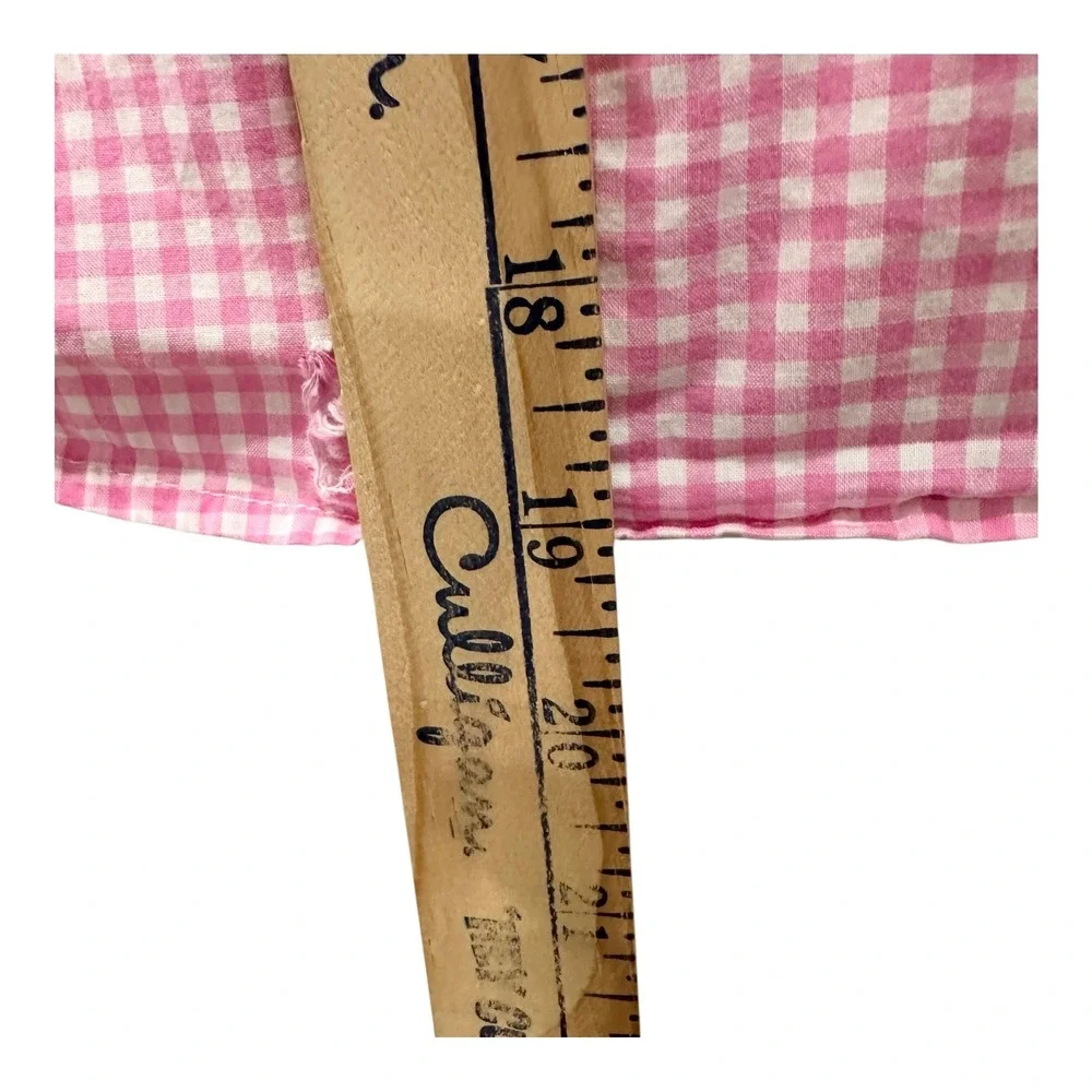 Ralph Lauren Boys Pink Gingham Short Sleeve Button Down Shirt Size 6 Cotton